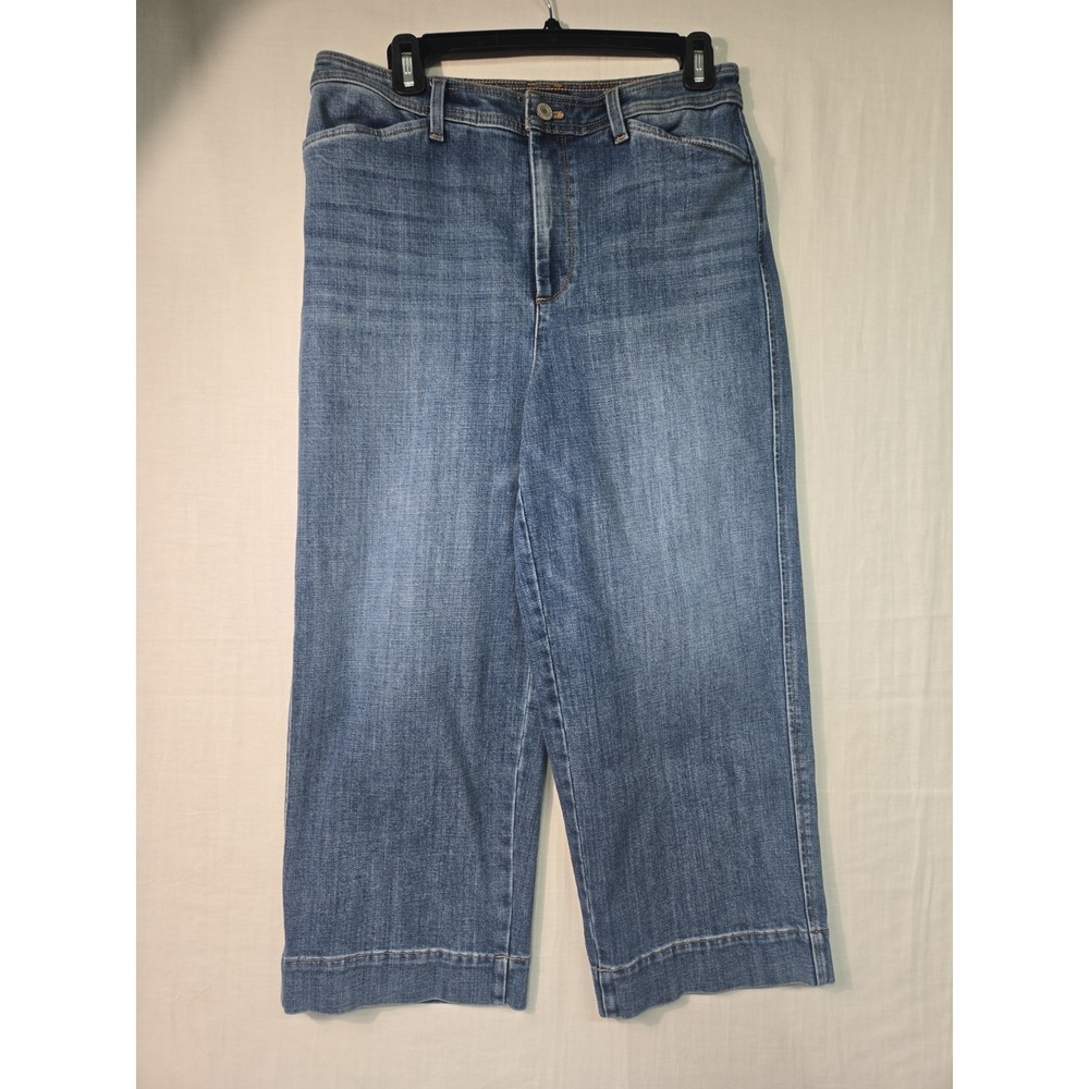 Talbots High Waist Wide Leg Crop Jeans Women's 8 Mid Wash Cotton Stretch
